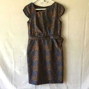 DAVID MEISTER Blue and Gold Cocktail Dress; EUC